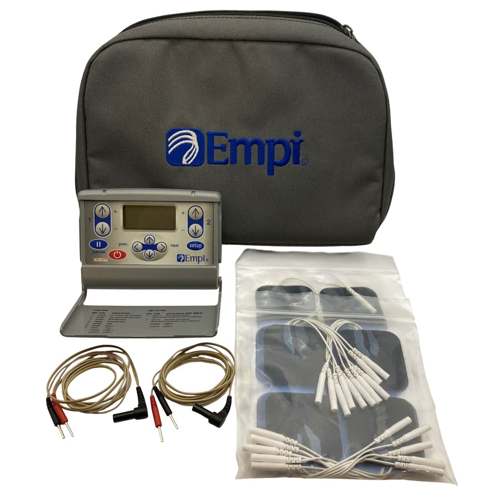 Empi Neuromuscular Stimulator 300PV System Unit Cords 24 Electrodes Zipper Case